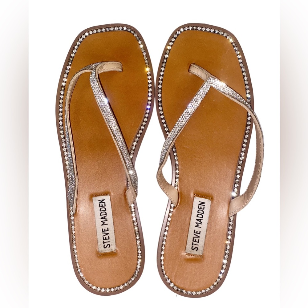 Steven Madden Rhinestone Embellished Thong Sandals Women’s Size 9